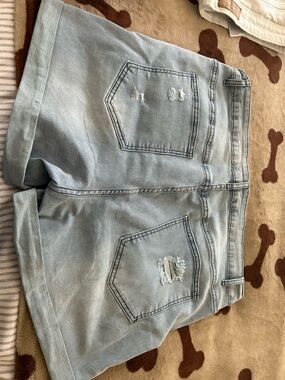 Light Blue Distressed Women's Jean Shorts